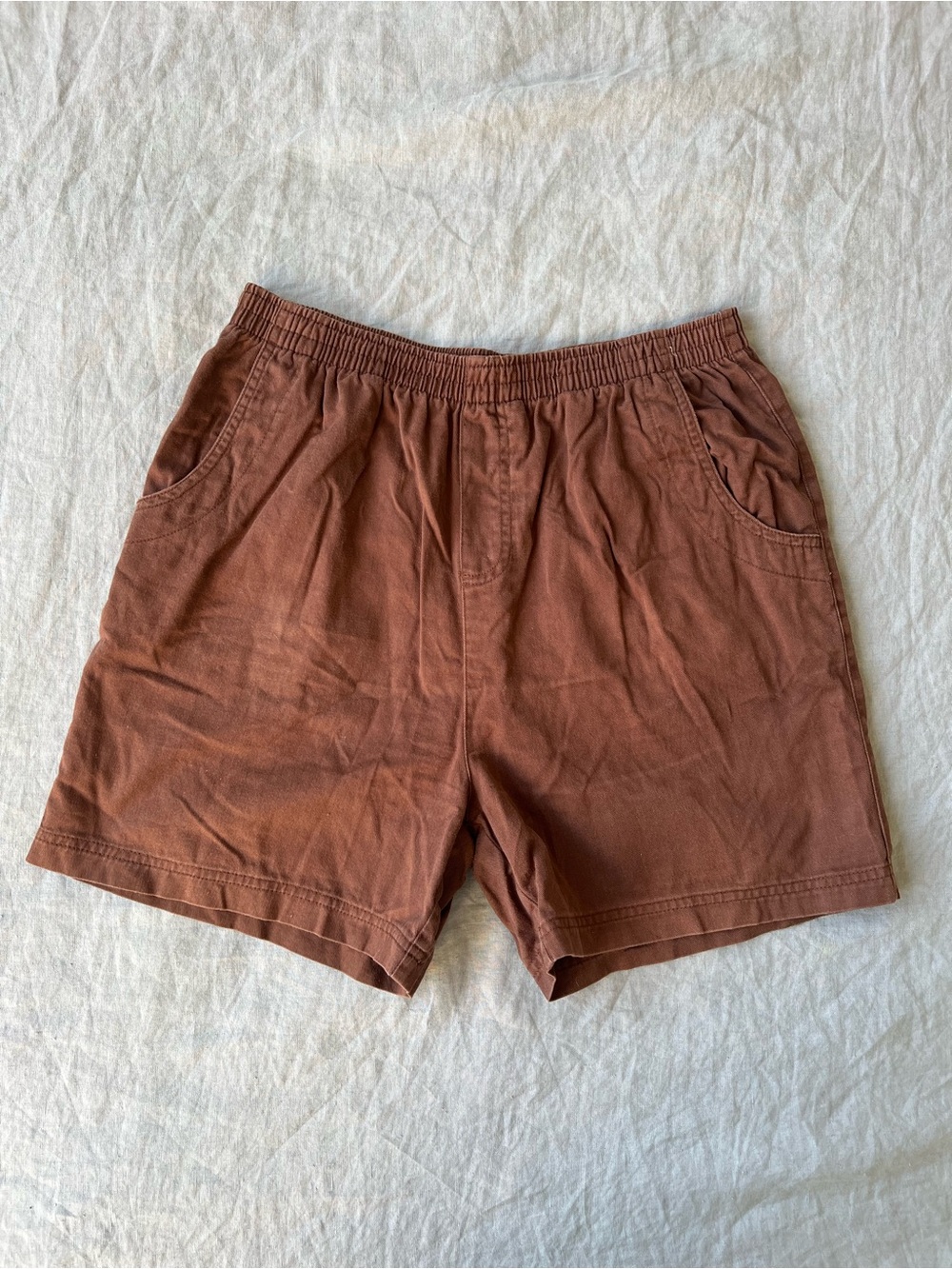 Basic Editions Brown Cotton High-Waist Shorts Size Medium